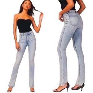 Abercrombie & Fitch Jeans 90s Skinny High Rise Distressed Light Acid Blue 8 29